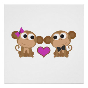 Poster Amour de singe mignon
