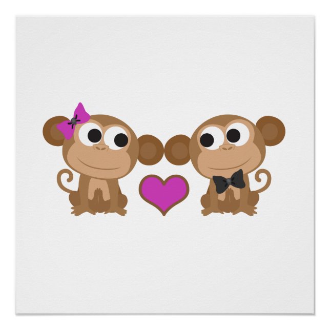 Poster Amour de singe mignon (Devant)