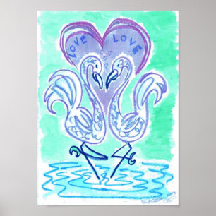 Poster Amour des flamants rose par Wendy C Allen