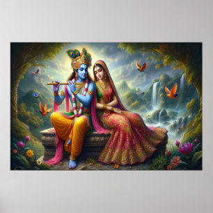 Poster Amour divin Art : Krishna Radha, divinité spiritue