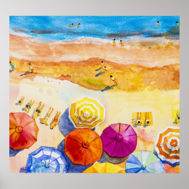 Poster Amour du paysage marin : aquarelle peinture de vac (Devant)