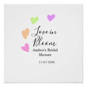 Poster Amour en fleurs cœur coloré nom de la fête de mari