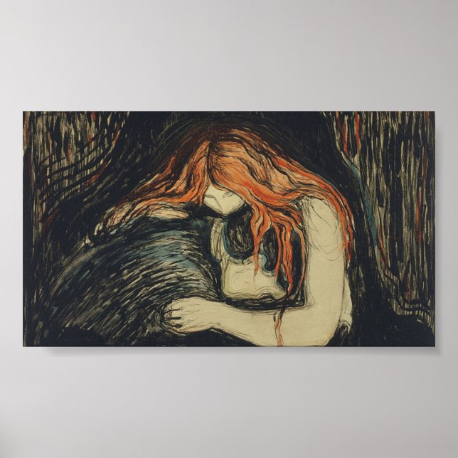 Poster Amour et douleur (Le Vampire) (par Edvard Munch) (Devant)