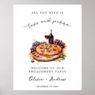 Poster Amour et Pizza Engagement Mariage de bienvenue