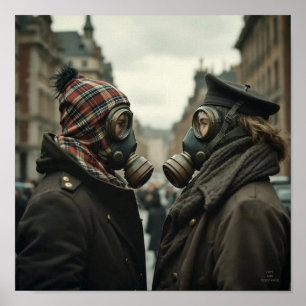 Poster AMOUR ET RÉSISTANCE Romantique Tartan rétro