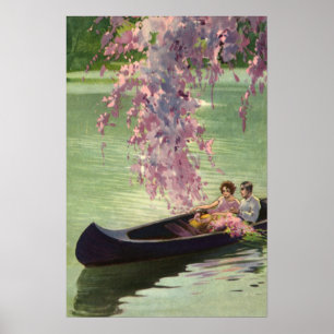 Poster Amour et romance vintage, balade romantique en can