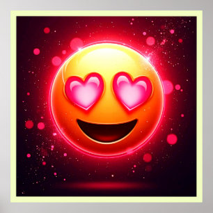Poster Amour Frappé Coeurs Emoji