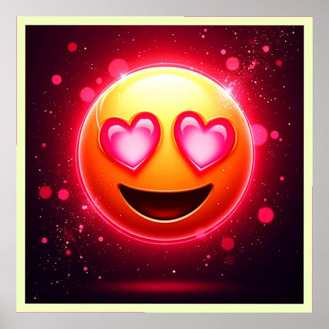 Poster Amour Frappé Coeurs Emoji (Devant)