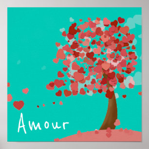 Poster Amour French love slogan Arbre des Coeurs art mign