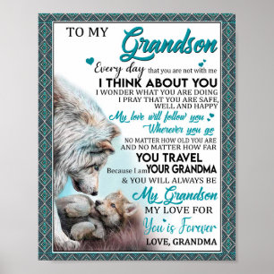 Poster Amour Grandson Lettre à mon petit-fils de grand-
