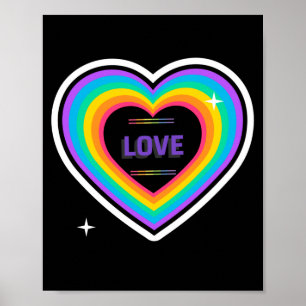 Poster AMOUR. LGBT+Pride. Amour coeur arc-en-ciel.