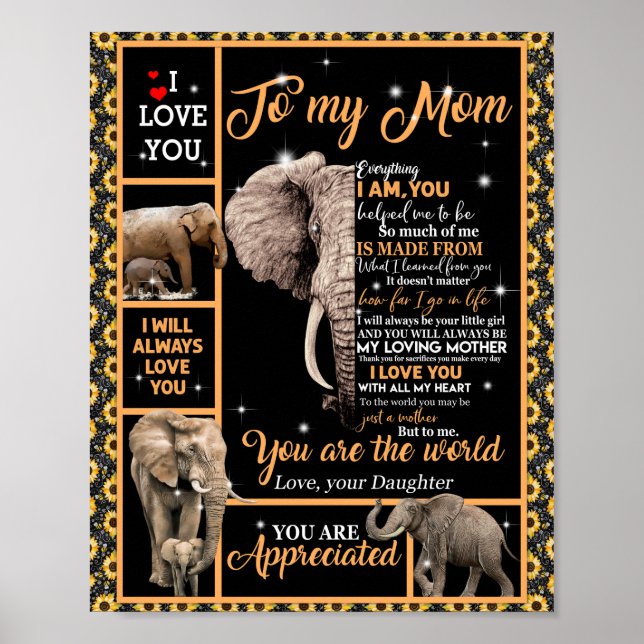 Poster Amour maman | Lettre À Ma Mère Vous Êtes Le Monde (Devant)