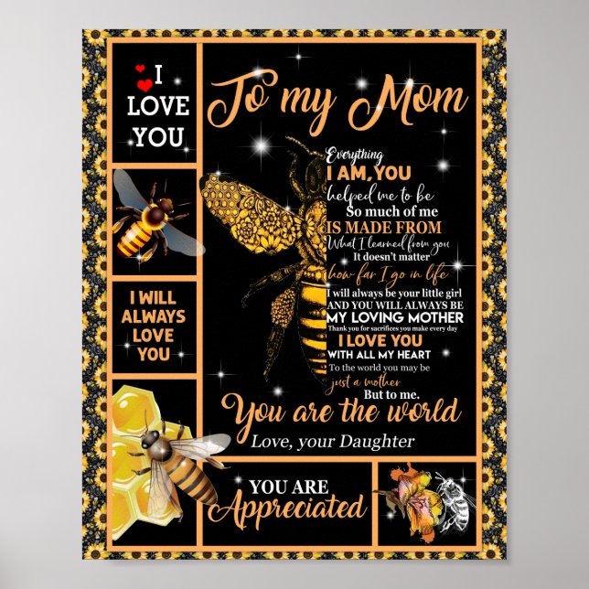 Poster Amour maman | Lettre À Ma Mère Vous Êtes Le Monde (Devant)