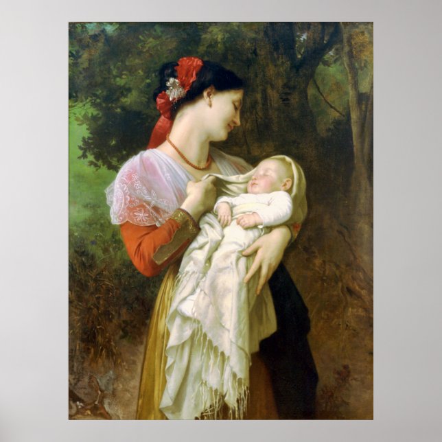 Poster Amour maternel Bouguereau Art (Devant)