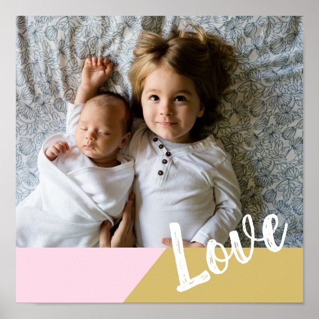 Poster Amour | Photo personnalisée Géométrique Blush et G (Devant)