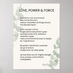 Poster Amour, Pouvoir, Force Poème Poésie