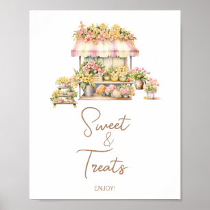 Poster Amour printanier en fleurs, douces friandises pour