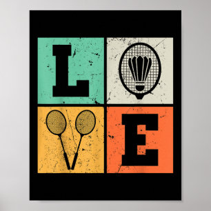 Poster Amour Rétro Amateur de Badminton 
