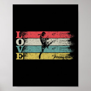 Poster Amour Rétro Vintage Mma Kickboxing Muay Thai Silho