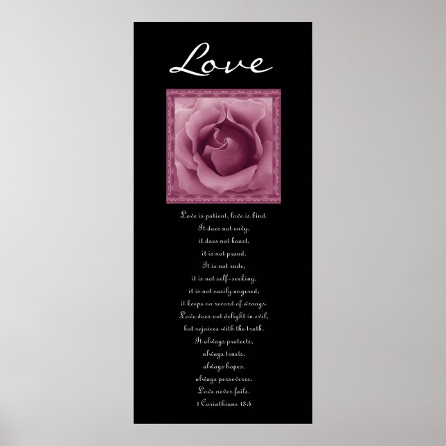 Poster Amour - Rose rose - premiers Corinthiens (Devant)
