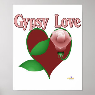 Poster Amour rouge de gitan de rose de rose de coeur