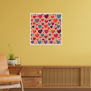 Poster Amour sans couture Coeur Motif Art
