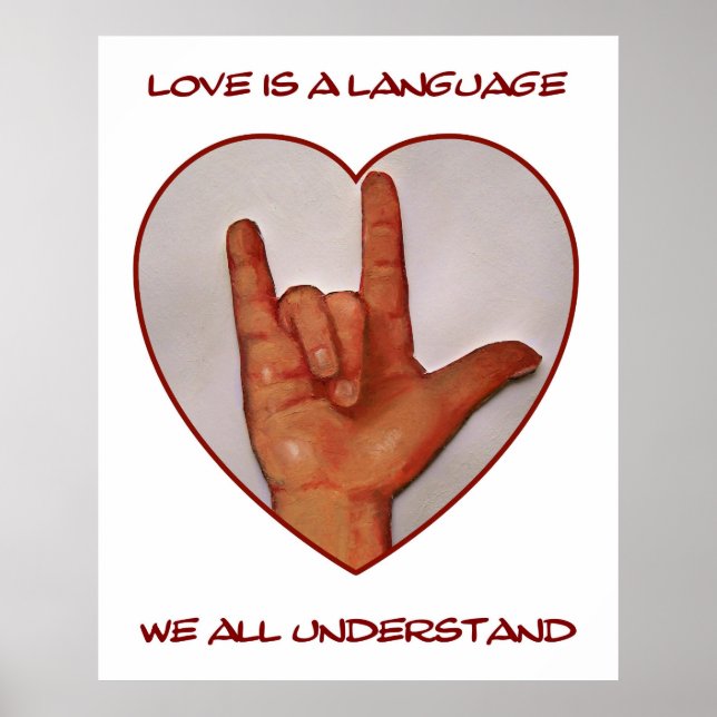 POSTER AMOUR : SIGNE AMÉRICAIN LANGUE : COEUR (Devant)