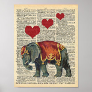 Poster Amour vintage d'éléphant de cirque d'art de