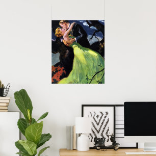 Poster Amour vintage et romance, Baiser romantique