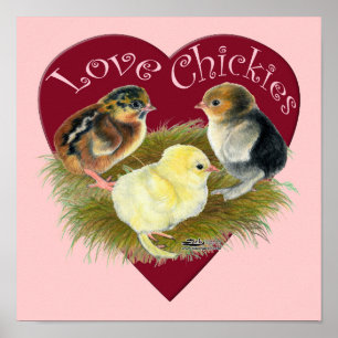 Poster Amoureuses des poussins