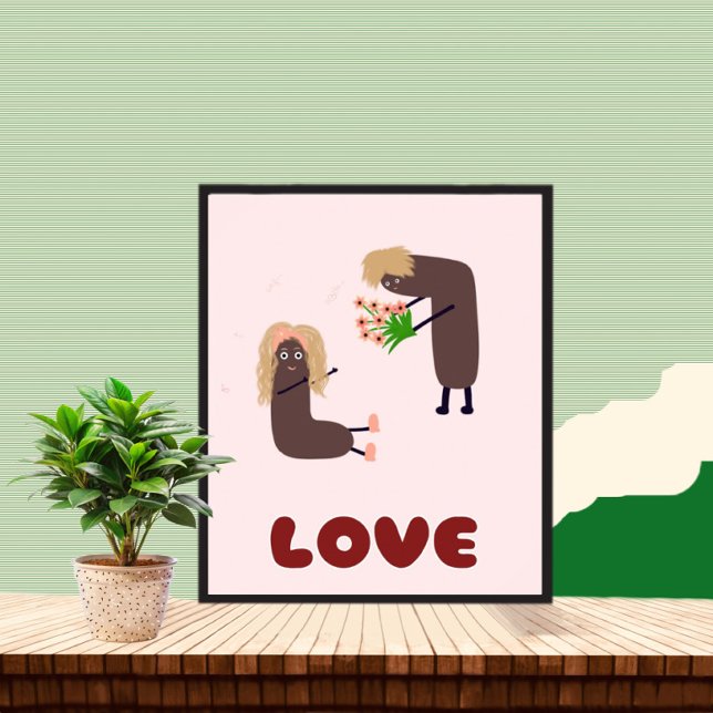 Poster Amoureux couple avec fleurs (Créateur téléchargé)