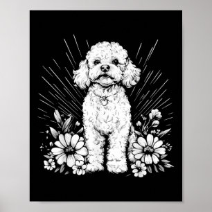 Poster Amoureux de chien caniche Tatouage de style rétro 