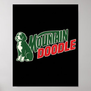 Poster Amoureux de chien doodle de montagne vintage rétro