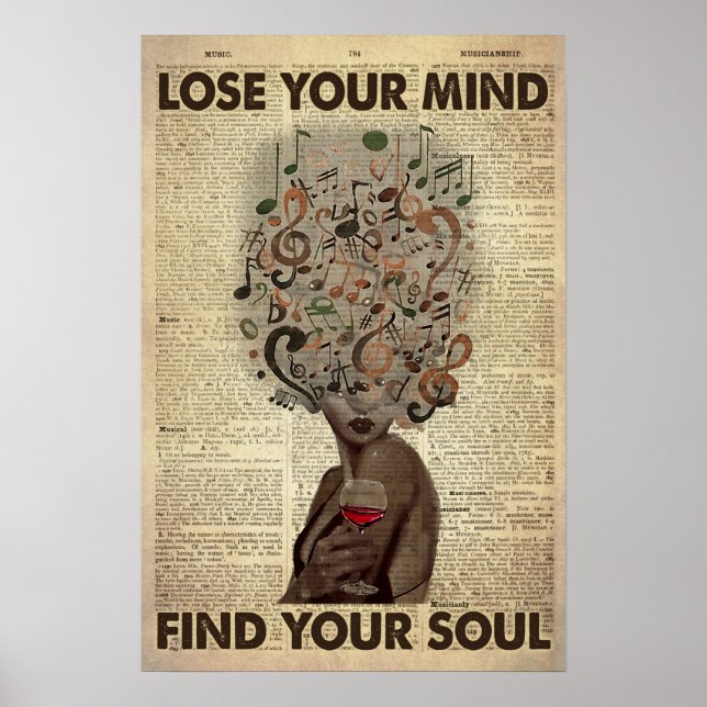 Poster Amoureux De La Musique Et Du Vin Perdez Votre Espr (Devant)