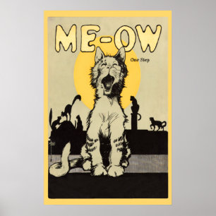 Poster Amoureux de les chats mignons vintages d'étape du