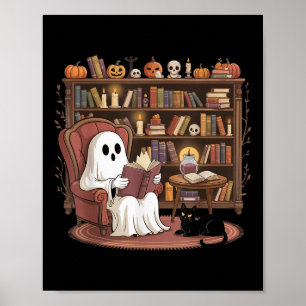 Poster Amoureux de livres de lecture de fantômes Hallowee