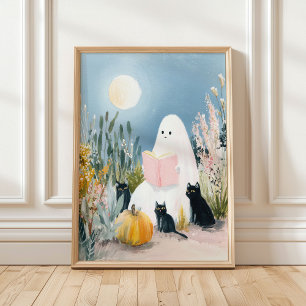 Poster Amoureux de livres fantaisistes d'Halloween Fantôm