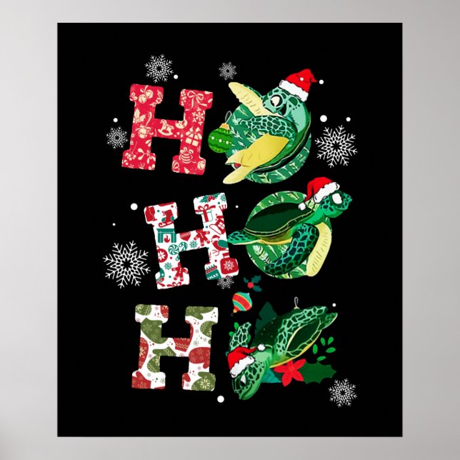 Poster Amoureux de Noël de tortue drôle (Devant)
