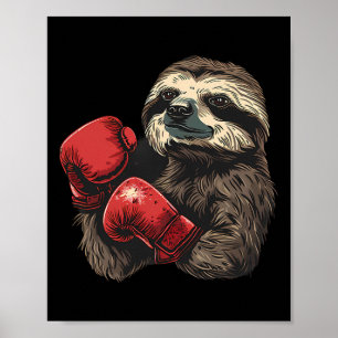 Poster Amoureux de paresseux de boxe Gants de boxe Kickbo
