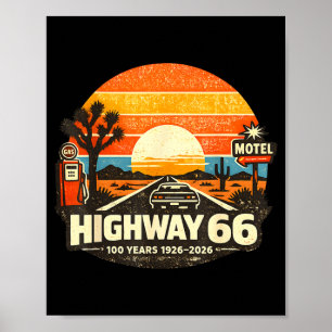 Poster Amoureux de voiture classique Route 66 100 ans 192