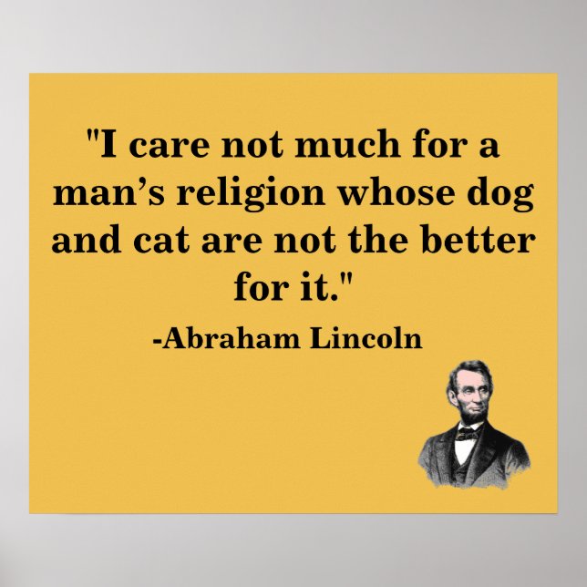 Poster Amoureux des animaux Abraham Lincoln Citation (Devant)