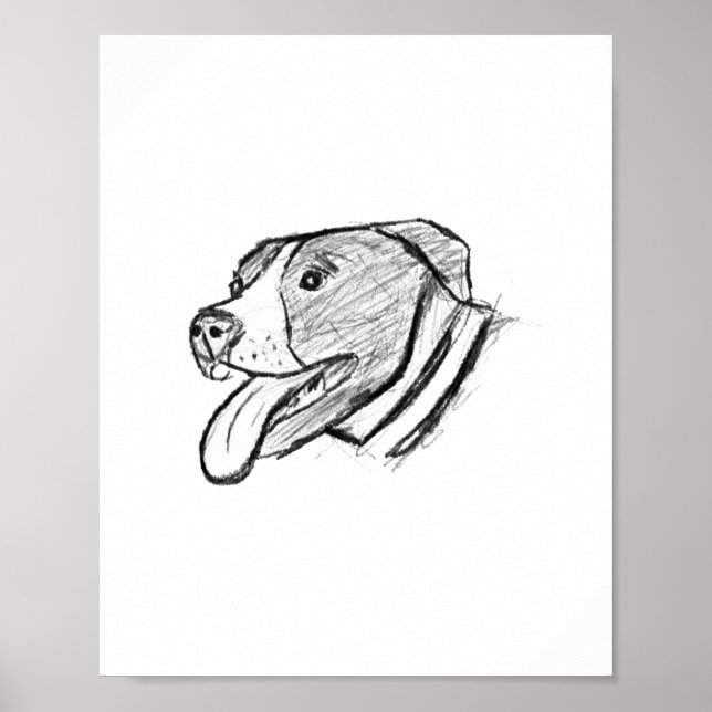 Poster amoureux des animaux photo de chien tiré à la main (Devant)