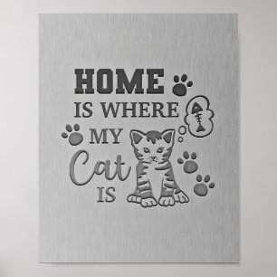 Poster Amoureux des chats Home Est Où Mon Chat