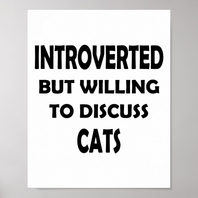 Poster Amoureux des chats Introvert - Drôle Design (Devant)