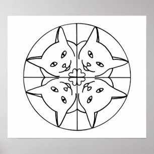 Poster Amoureux des chats Kaleidoscope Chats Coeurs Outli