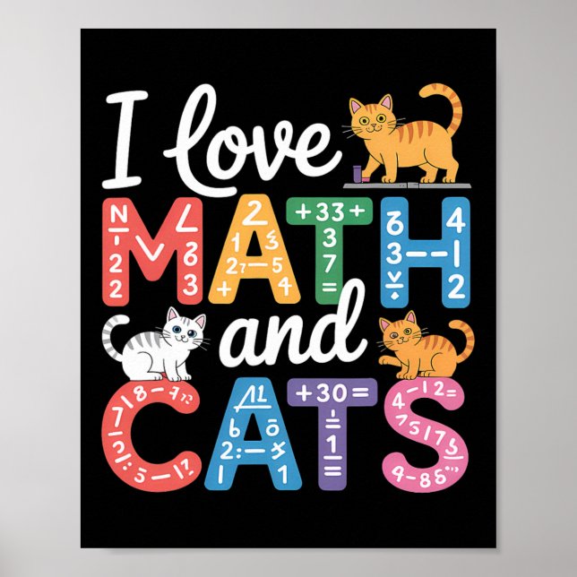 Poster Amoureux des chats mathématiques Prof de maths drô (Devant)