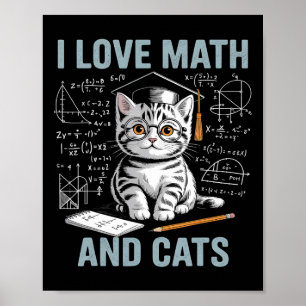 Poster Amoureux des chats mathématiques Prof de maths drô