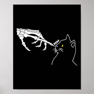Poster Amoureux des chats noir squelette main boop drôle 