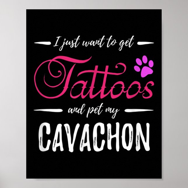 Poster Amoureux des chiens Cavachon Tattoo Funny Chien Ma (Devant)