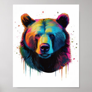 Poster Amoureux d'ours grizzly Pop Art Gros Ours Grizzly
